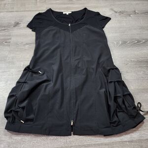 LanVie Black Double Zip Tunic Top Large